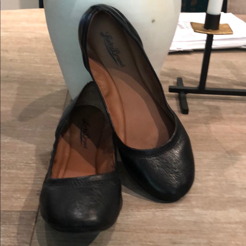 EUC Lucky Brand Black leather ballet flats. Sz 9.5
